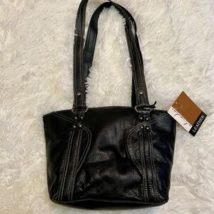 Strada Black Genuine Leather Hand Bag